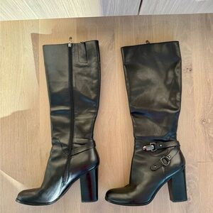 Black Leather Knee-High Boots